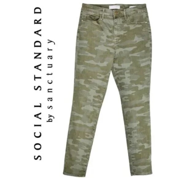 Social Standard by Sanctuary Camo High Rise Skinny Jeans Women’s Size 6/28 - Picture 1 of 5